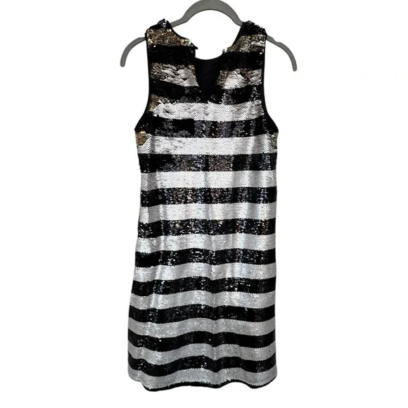 Gianni Bini Sparkling Black and Silver Striped Kids Dress size XL - Picture 6 of 7